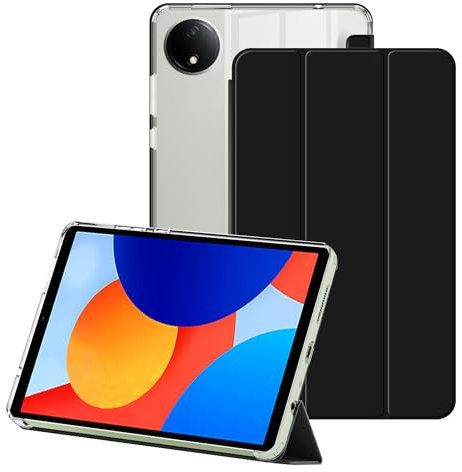 FDHYFGDY Custodia per Redmi Pad SE 8,7 4G Cover, nuova custodia in pelle PU + TPU, custodia protettiva tripla pieghevole con funzione di spegnimento/riattivazione automatica - Nera
