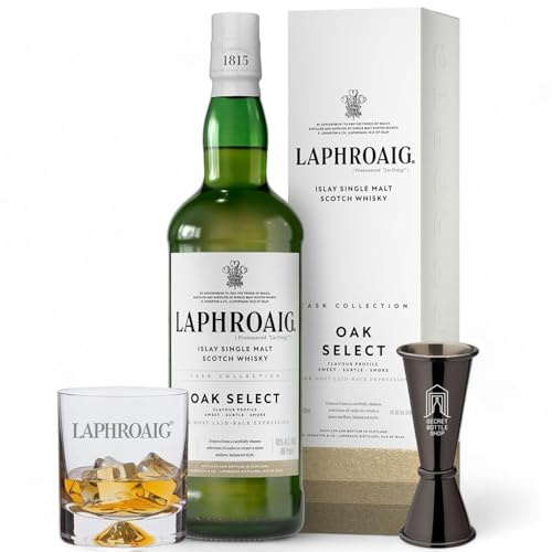 Laphroaig Oak Select Whisky Glass, Bobble Hat & Jigger Gift Set 70cl