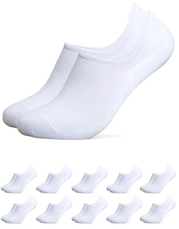 Occulto osynliga bambus strumpor män & kvinnor 10 pack (modell: Solana) Vit 39-42