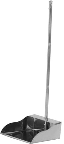 DINHEAROM Recogedor Acero Inoxidable con Mango De Recogedor Vertical Resistente para Limpieza El Hogar Garaje y Patio para Tareas De Barrido Interiores y Exteriores