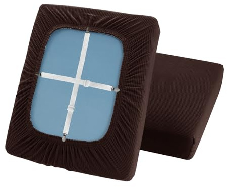 ZYBSLCSY Sofa Sitzkissenbezug Elastizität Jacquard Sofa Überzug Couch Bezug, rutschfeste Bezüge Für Wohnwagenpolster Mit 2 Cord (Coffee,W 140-170cm, D 110-130cm)