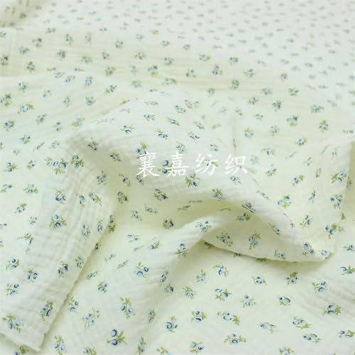 QIUMING Tissu en Gaze de Coton Double Couche avec Petit imprimé Floral Frais pour vêtements et couvertures de bébé
