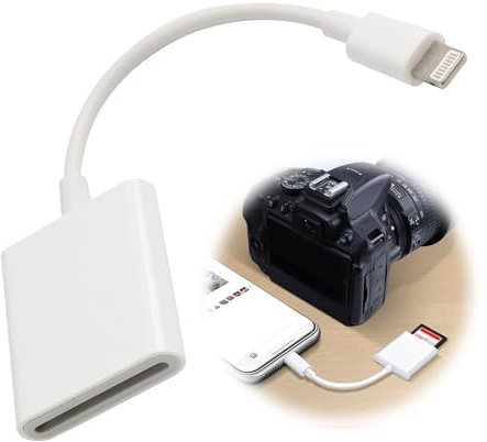 Lecteur de Carte SD vers connecteur Lightning, Transfert Rapide de Photos et vidéos, Compatible avec appareils Photo numériques, caméras Sport, Drones Plug & Play