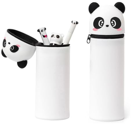 Wydexint Kawaii Federmäppchen, 2-in-1 Weiche Silikontasche, Stand Up Federmäppchen, Tier Stifthalter, Cartoon Bleistifthalter Für Mädchen Und Jungen (Blush Panda)