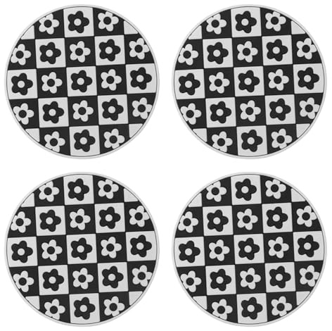 4 Pack Flower Pattern Car Coasters, 7.2cm Universal Non-Slip Auto Cup Holder Insert Mats, Waterproof Automotive Interior Accessories for Most Cars, SUVs & Vans