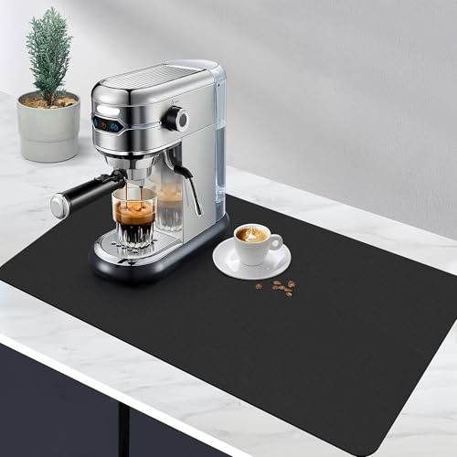 SOSMAR Abtropfmatte Geschirr Kaffeemaschine Unterlage (60 x 30cm, Schwarz), Saugfähige Spül Abtropfmatte/Trocknungsmatte/Dish Drying Mat/rutschfeste Matte für Küche, Spüle und Bad