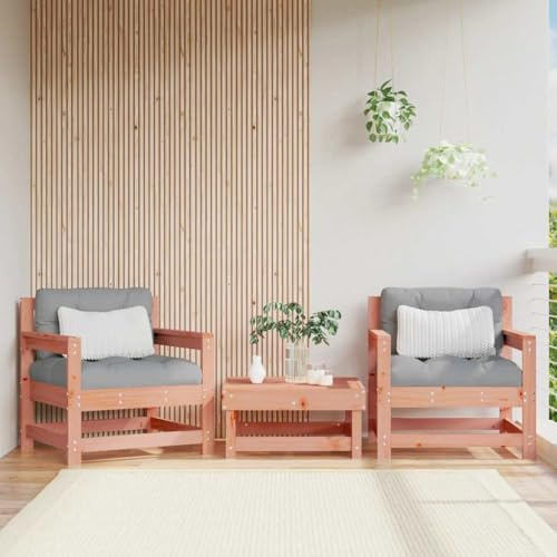 WDGJJFECNMUEHI Gartenstühle mit Kissen 2 STK. Massivholz Douglasie Outdoor Gartenmöbel Set mit Polster für Terrasse Balkon Garten, Robuste Holzstühle mit Armlehnen, Bequem & Wetterfest