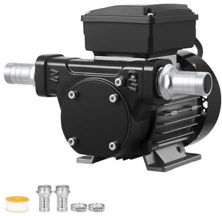 VEVOR Pompa Elettrica di Trasferimento Carburante 230V, 60 L/min, Altezza di Aspirazione Massima 2,4 m, Altezza di Sollevamento Massima 13,7 m, per Veicoli, Cantieri Edili, Aziende Agricole