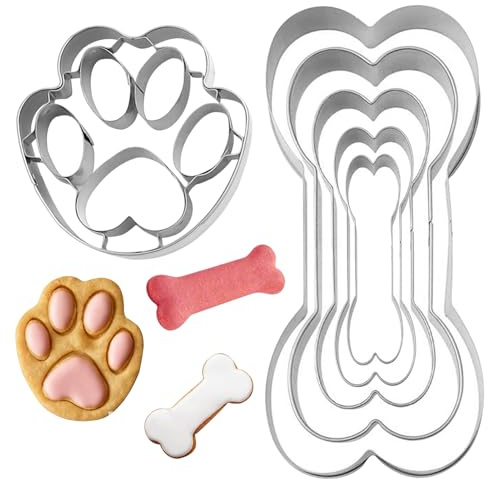 4Pcs Cortadores Galletas De Perro Y Hueso,Moldes Galletas De Acero Inoxidable,Moldes Galletas Perro,Cortador De Galletas Para Repostería Y Chocolate Decoración De Tartas