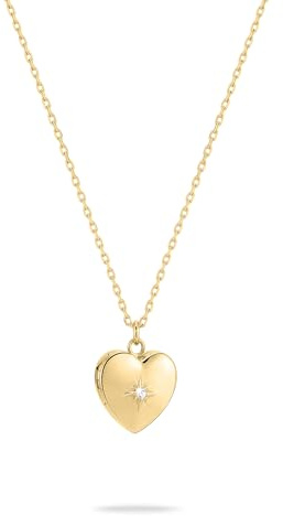 Tamaris Halskette für Damen, Halsschmuck in Silber, Gold & Roségold, Kette mit Herz-Amulett aus Edelstahl, wasserfest