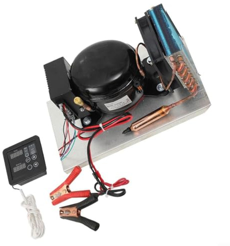 NiuLumea BD25HC DC 12-24V Compresor de refrigeración con controlador solar, unidad de refrigeración por aire del motor, refrigeración automotriz y barco