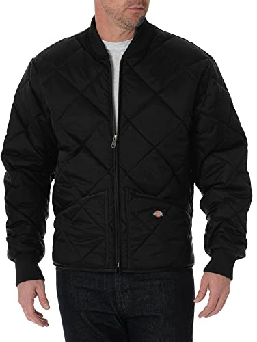 Dickies Hombre, Cazadora con diseño acolchado a rombos, negro, M