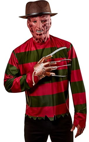 Rubie's 881563 Nightmare on Elm St Freddy Krueger kostymskjorta med mask gata vuxen storlek, visas, XL