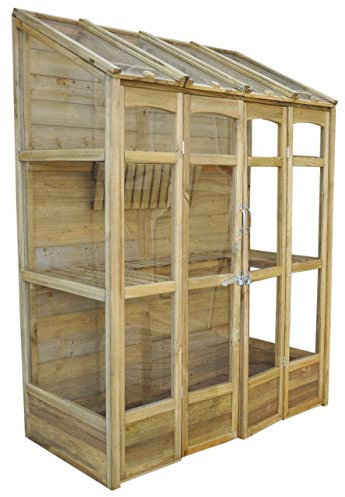 Forest Garden Wooden Lean to Greenhouse 5'x2' | Victorian Tall Wall Grow House with 2 opening doors | Roof Vent | Grow Vegetables in style | Perfect greenhouse for small gardens