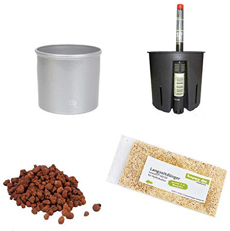Set´s für Hydropflanzen Set5 Blumentopf Corona 13/12 Silber Ø 14.5cm H 13.0cm +KT+WA+BT+HD50