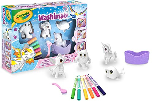 Crayola Washimals Peculiar Pets – Färglägg och TVätta Set med 4 Djurfigurer + Tillbehör – Kreativ Lek för Barn från 3 År, 25-7191