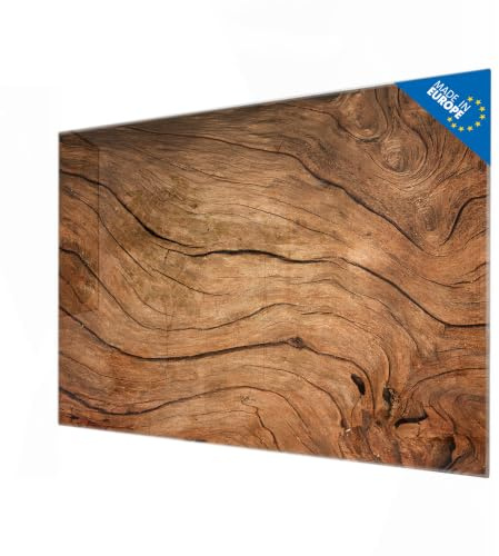 banjado Glas-Magnettafel in 45x30cm für Notizen in Holzoptik | Magnetisches Glasboard für Notizen und Fotos, mit Motiv Trockenes Holz in warmer Holzoptik