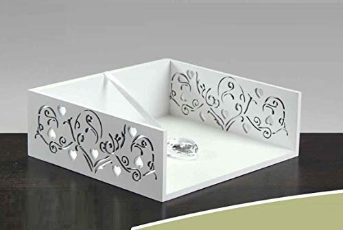 Gicos Porta tovaglioli Cucina in Legno Traforato Decoro Cuore 21 * 21 * 7 cm Shabby Chic MOG-667497