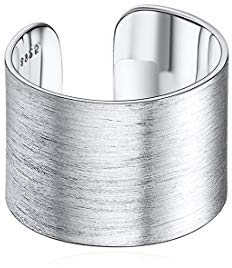 ChicSilver 15mm Breit verstellbare Offenere Ring aus 925 Sterling Silber Schmuck gebürtest Bandring mit Schmuckbeutel für Ihre Liebe Familien