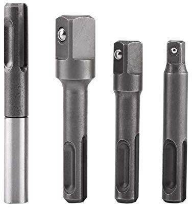 Hex Socket Adapter Set, SDS Plus Shank to 1/4 Hex Socket Adapter and 1/43/81/2 Square Drill Bit Extension Connector Turns Power Drill Into High Speed Nut Driver