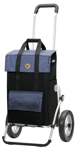 Andersen Einkaufstrolley - klappbar - 43 Liter - Aufhängung für Einkaufswagen - belastbar 50 kg - Aluminium - Trolley - Metallspeichen-Rad Ø 25 cm - Royal Shopper Vektor blau