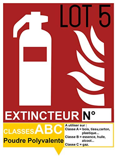 Autocollant vinyl - Autocollant vinyl - Signalétique extincteur ABC Poudre Polyvalente - L.150 x H.200 mm - 5