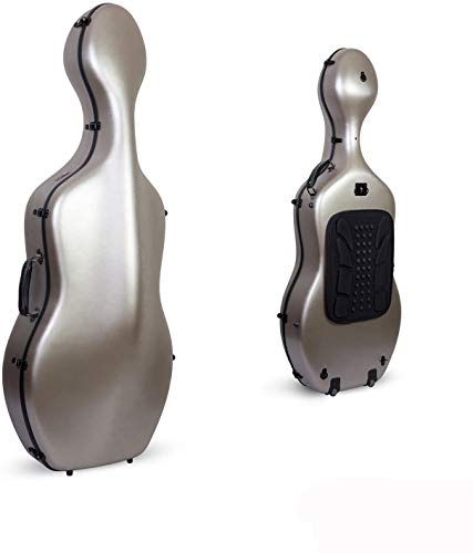Crossrock CRF1020CEFCHHT Cellokoffer - Champagner - Poly-Carbon-Verbundmaterial - Passt für 4/4 Cello - Mit Rucksack und Rädern