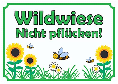 HB-Druck Schild Wildwiese Nicht pflücken waagerecht A5 (148x210mm)