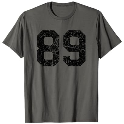 Sportmannschaft Distressed Black Nummer #89 T-Shirt