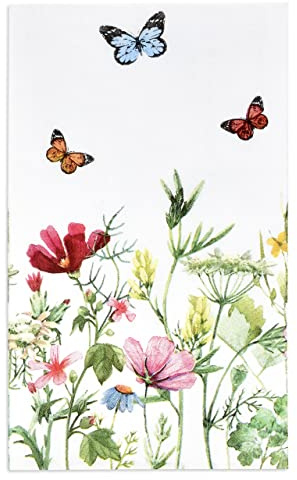 Gift Boutique 100 Spring Floral Guest Napkins Decorative Hand Towels Disposable Paper Butterfly Flower Garden Blossom Wildflowers Bathroom Towel