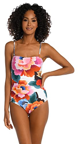 La Blanca Women's Bandeau One Piece Swimsuit, Multi//Floral Rhythm, 20