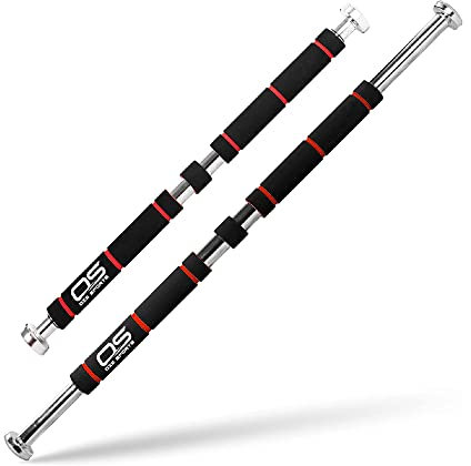 OZE SPORTS Exercise Door Gym Pull Up Chin ups bar with Padded Grip - Fitness Home Workout Training Fully Adjustable 62-100cm Heavy Dut, BLACK