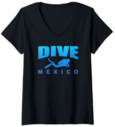 Damen Tauchen in Mexiko, Tauchen in Mexiko, Taucher T-Shirt mit V-Ausschnitt