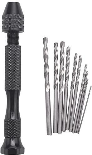 Oikabio Mini perceuse à main en aluminium avec mandrin auto-serrant + 10 forets hélicoïdaux - Outils de précision