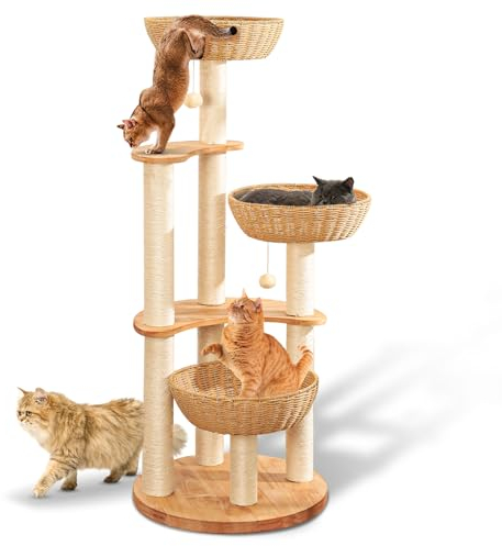 SHODMI Torre moderna de árbol para gatos de interior, casas grandes y multigatos de 54 pulgadas
