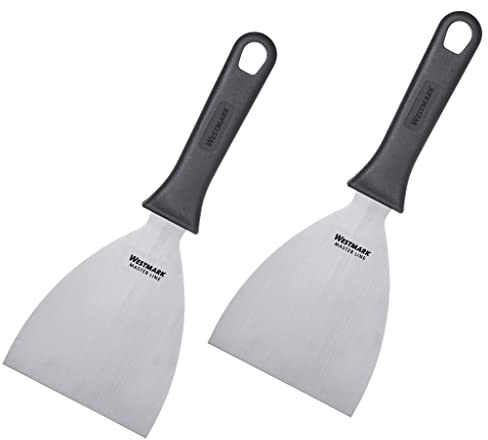 Westmark 2 Profi-Schaber/Grill-Spachtel, Gerade, Starr, Geschlossen, Klingenmaß: 10 x 13 cm, Länge: 26 cm, Rostfreier Edelstahl/Kunststoff, Master Line, Schwarz/Silber, 133022E3