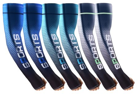 Bacophy 6 Pairs Arm Sleeves with Thumb Holes UV Protection Cooling Men Women Sunblock Cycling Arm Cover