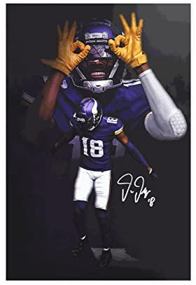 THNIKK Justin Jefferson American Football Player signiert Schlafsaal Schlafzimmer Wandkunst Deco Poster Leinwand Poster Schlafzimmer Dekor Sport Landschaft Büro Zimmer Dekor Geschenk ungerahmt 60 x 90