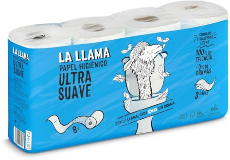 Papel higiénico ultra suave 3 capas La llama bolsa 8 unidades