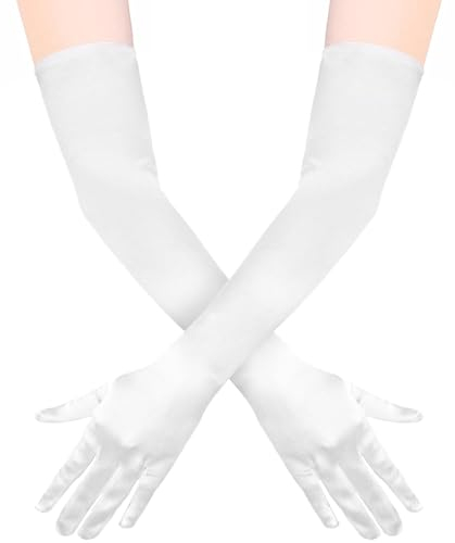 Quelcc Lang Elegant Damen Handschuhe, Satin Classic Abend für Opera Party Halloween Karneval Kostüm