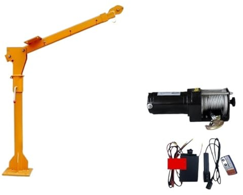 Grue montée sur véhicule, petite grue en porte-à-faux manuelle 12V / 24V / 220V, palan électrique monté sur véhicule domestique DOLUNTO (Size : 12V 500kg Dual control)