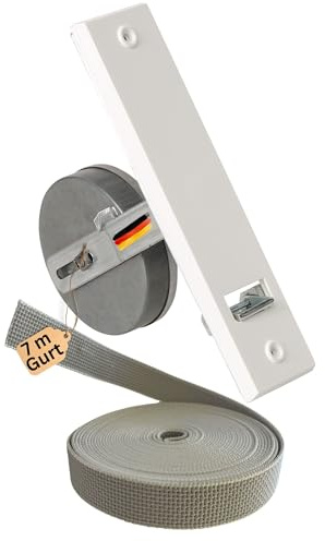 Rollwin Gurtwickler Unterputz 185mm inkl. 7m Gurt – Rolladen Gurtwickler Unterputz Weiß für 23mm Rolladengurt – Einlasswickler aus Deutschland – Rolladenwickler Rollo Aufwickler Gurtaufroller