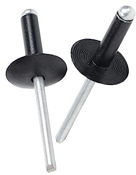 Schwarze Blindnieten, Blindnieten, 10 Stück, Aluminiumstahl, großer Flansch (Größe: 30 Stück, Farbe: 3,2 x 6 x 10 mm)(Size:4.8x14x16mm)