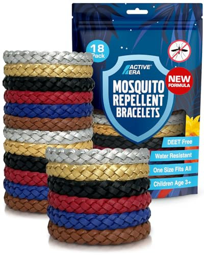 Active Era Mosquito Repellent Bracelet [18 Pack], Insect Midge & Mosquito Bands - Powerful DEET Free Formula - Waterproof with 250 Hours / 10 Days of Protection (Solid Colour - 18 Pack)