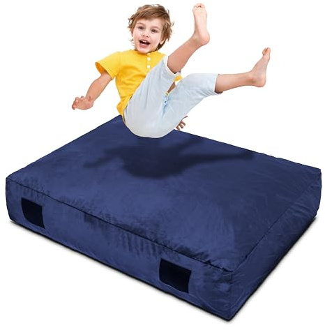 Homewell 3 x 4 Ft Crash Pad – Soft Velvet Cover Sensory Crash Pad for Kids with Durable Shock-Absorbing Foam, Machine Washable Cover, Ultimate Comfort and Safety for Kids, Adults and Pets (Blue)