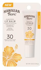 Hawaiian Tropic Lip Sunscreen SPF 30, Pineapple | SPF Lip Balm, Beach Essentials, Travel Size Sunscreen for Lips, 0.3 oz