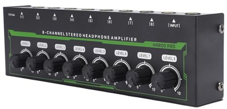 Amplificatore per Cuffie Stereo, Amplificatore Stereo Portatile a 8 Canali con Luce RGB per la Famiglia Studio KTV (Spina europea 100-240 V)