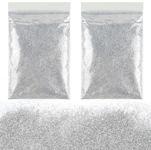 Glitzerpulver zum Basteln,100g Glitzer Silber,Glitzer zum Weihnachten Basteln Kerzen,Glitzerpulver für Nägel Gesicht DIY Epoxidharz Kartenbasteln