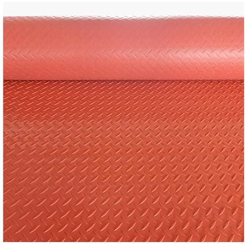 Generisch Gummi-Bodenbelag-Rollen, gemusterte Gummi-Bodenbelag-Passplatte, Garage, Van, Auto, Fitnessstudio, Größen zur Auswahl, Dicke Bodenmatte, 1,3 m breit(Red,700x130cm/275.8x51.2')