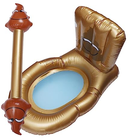 Aufblasbarer Schwimmring Toilettenform aus PVC, Gold | Lustiges Kreativdesign, Luftinflation per Ventil, für Frauen und Männer im Sommer Am Strand